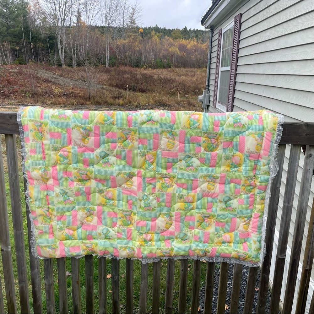 LAST CHANCE! SEARS Vintage Baby Blanket Nostalgic Pastel Like New Polyester